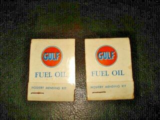 2 Vintage Gulf Oil Advertisement Hosiery Mending Kit,  From Fairlee,  Vermont