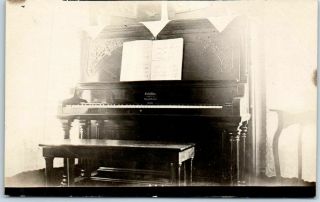 Vintage Rppc Real Photo Postcard Piano In Living Room / Parlor C1910s