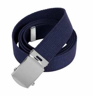 U.  S Military Style Navy Blue Web Belt With Chrome Plated Buckle 54 " Inches