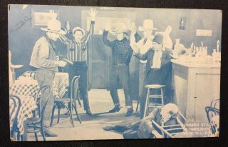 Vintage Western Photo Arcade Exhibit Card,  " Gunman Stage Holdup "