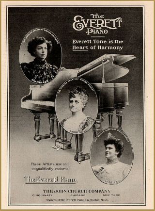 1909 E Everett Piano Opera Photos Nordica Carreno Chaminade Print Ad