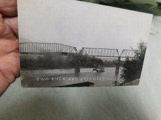 Vtg Real Photo Post Card 1907 Ohio River And The Steamer Stanley