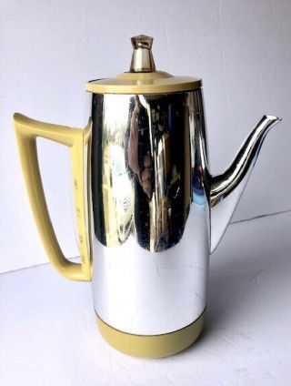Vintage General Electric Automatic Percolator Coffee Pot Yellow Stainless