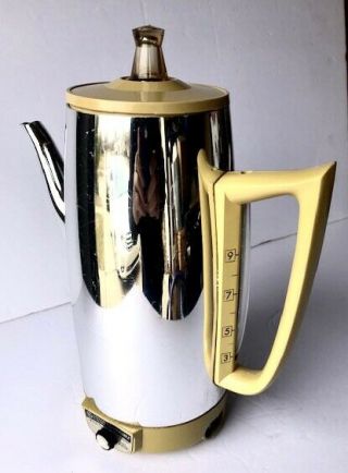 Vintage General Electric Automatic Percolator Coffee Pot Yellow Stainless 2