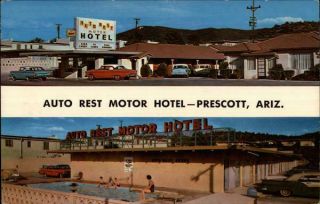Prescott,  Az Auto Rest Motor Hotel Yavapai County Arizona Bradshaw Photos Vintage