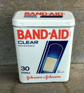 Vintage & Empty Johnson & Johnson Clear Band Aid Bandages Tin