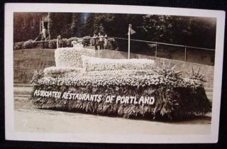 Vtg Photo Postcard Restaurants Of Portland Parade Float 1939 Victoria Bc Cancel