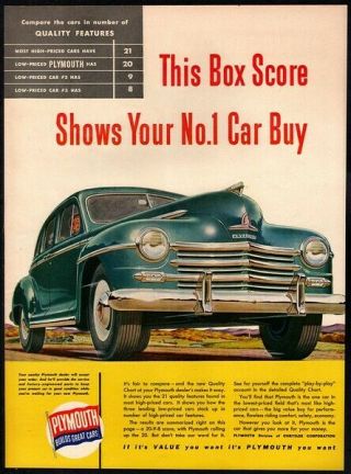 1948 Plymouth Blue 4 - Door Hardtop Automobile Car - - Retro Vintage Ad