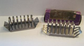 2 Stainless Steel 6 Slot Toast Racks With Crumb Trays 1