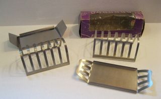 2 Stainless Steel 6 Slot Toast Racks with Crumb Trays 1 2