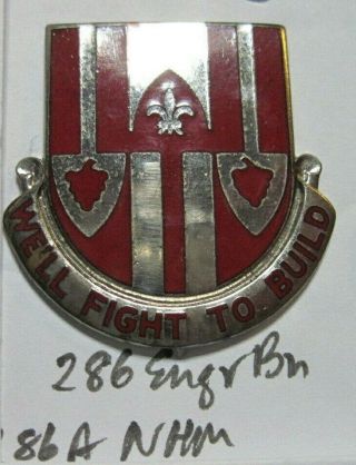 Army Crest Di Dui Cb Clutchback 286th Engineer Battalion Bn 286a No Mark Nhm