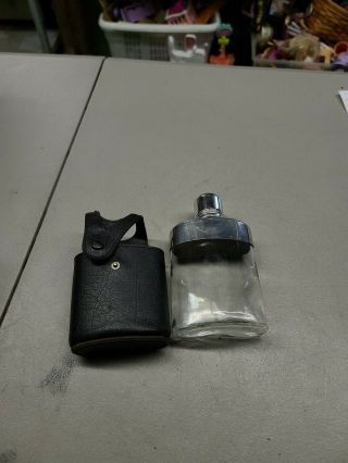Glass And Metal Flask Bottle Canteen With Holder