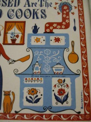 VTG Berggren Trayner Tile Trivet Blessed Are The Good Cooks 1963 EUC Stove Cat 2