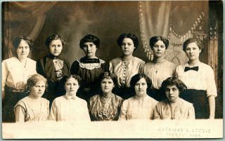 Vintage Rppc Real Photo Postcard Group Of Young Women / Students C1910s