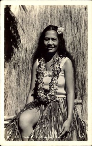 Rppc Hula Girl Hawaiian Islands Hawaii Dops Vintage Photo Postcard 1930s