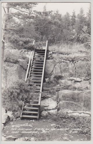 Marquette,  Mi.  Stairs On Way To Sugar Loaf Mountain.  Vintage Real Photo Postcard