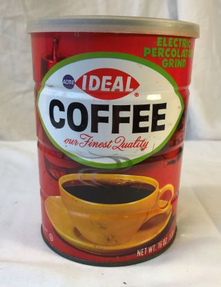 Vintage Acme Ideal Coffee Tin Can 1lb Electric Percolator Grind No Bar Codes