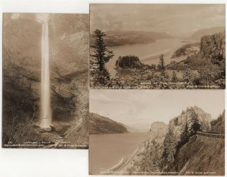Columbia River Highway Oregon 3 Vintage Rppc Photo Postcard Gorge Latourell Fall