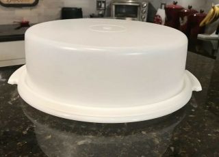 Tupperware 10 " Single Tier Cake Pie Carrier 719 - 1 White With Sheer Cover 720 - 1