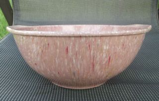 Vintage Unmarked Melmac Melamine Pink Confetti Splatter Bowl W/ Handles 10 " Dia.