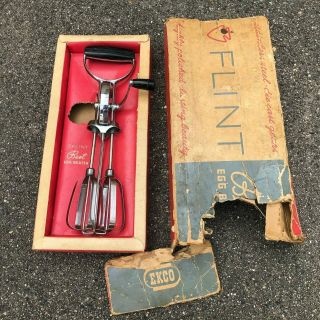 Vintage Flint Stainless Steel Hand Mixer With Black Handle Usa Ripped Box