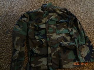 Army Us Military Woodland Camo Shirt Jacket Bdu Large 8415 - 01 - 084 - 1656