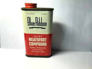 Vintage Blue Ribbon Neatsfoot Compound Can - 8 Ounce
