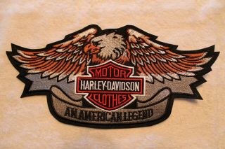 Harley Davidson Motor Clothes Bar Patch - Large 6 " X 12.  25 " Sew One Military Hog