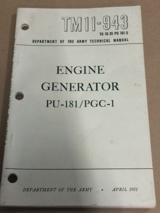 Engine Generator Pu - 181 Pgc - 1 Tm 11 - 943 Dated April 1951