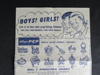 1950 Kellogg ' s PEP Dealers Sample Illustrated Premium Order Blank 2