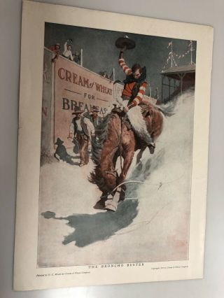 1909 Color Cowboy Ad For Cream Of Wheat,  By N.  C.  Wyeth,  Rare
