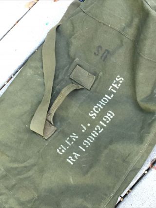 US Army Duffel Bag Large Military Olive Green Sack Canvas,  Good Cond. 2
