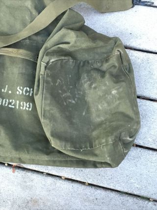 US Army Duffel Bag Large Military Olive Green Sack Canvas,  Good Cond. 3