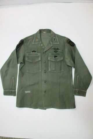 U.  S.  Vietnam War Era Od Green Long Sleeve Feild Shirt Date 1972 Size 15.  5 " X33 "