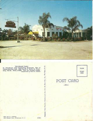 Vintage Photo Postcard " The Round Table " Restaurant St.  Petersburg Florida