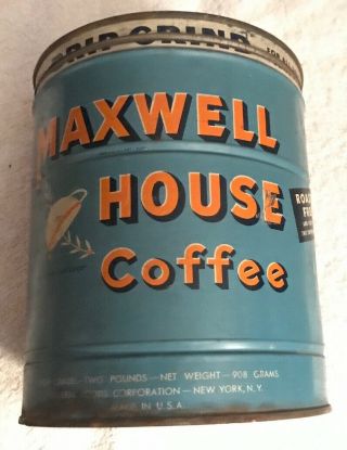 2lb Maxwell House Keywind Coffee Tin Can Correct Cover
