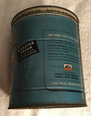 2LB MAXWELL HOUSE KEYWIND COFFEE TIN CAN CORRECT COVER 2