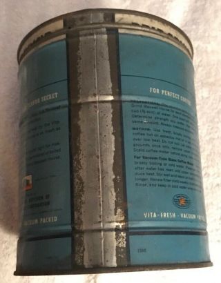 2LB MAXWELL HOUSE KEYWIND COFFEE TIN CAN CORRECT COVER 3