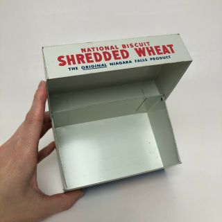 Vintage Nabisco Shredded Wheat Metal Tin Recipe Box Kitchen Storage VTG Country 3