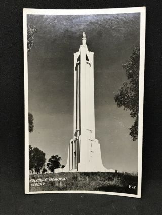 Vintage Real Photo Postcard Soldiers Memorial,  Albury Nsw Valentines V18,  1950s