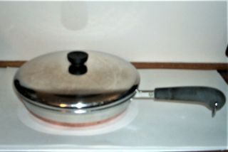 Usa Vintage Revere Ware Copper Bottom Ss 10 " Skillet With Lid - Clinton,  Ill