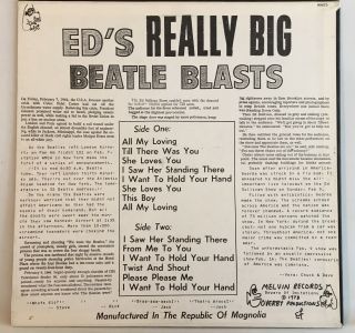 THE BEATLES - ED SULLIVAN SHOW - ED ' S REALLY BIG BEATLE BLASTS LP melvin records 3