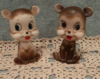 Vintage Salt & Pepper Shaker Brown Bears Anthropomorphic Made In Japan