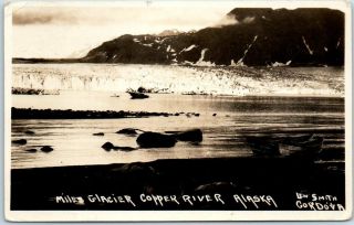 Vintage Alaska Rppc Postcard " Miles Glacier - Copper River " Lew Smith Photo 1929