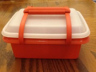 Tupperware Orange Pack n Carry Lunch Box / Ice Cream Box 1254 3
