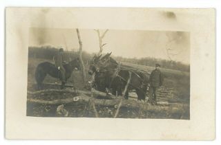 Rppc Rural Americana Horses Farming Vintage Real Photo Postcard