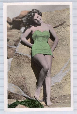 Corinne Calvet - Movie Star - Vintage Photo Postcard Color 1952 Paramount