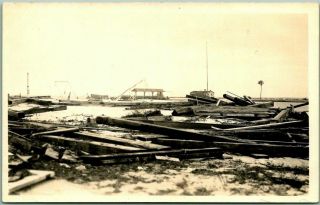 Vintage Rppc Real Photo Postcard Hurricane / Disaster Scene - Location Unknown