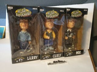 Neca The Three Stooges Head Knockers - Bobbleheads Golf Nib Larry Curly And Moe