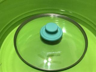 Green Life Replacement Glass Lid 9 1/4 Inch Inner Dimension Turquoise Handle